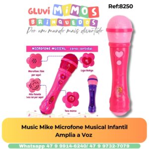 Music Mike Microfone Musical Infantil Amplia a Voz