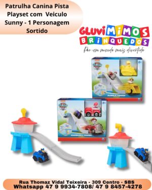 Patrulha Canina Pista Playset com  Veiculo  Sunny - 1 Personagem Sortido