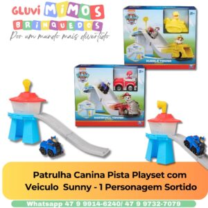 Patrulha Canina Pista Playset com  Veiculo  Sunny - 1 Personagem Sortido
