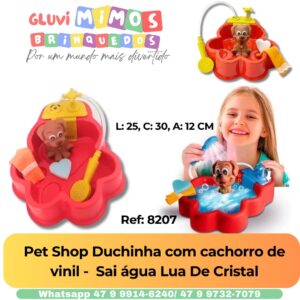 Pet Shop Duchinha com cachorro de vinil -  Sai água Lua De Cristal