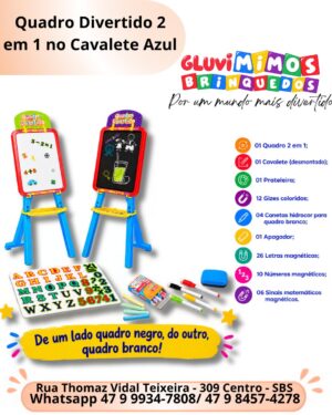 Quadro Divertido 2 em 1 no Cavalete Azul