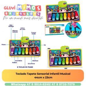 Teclado Tapete Sensorial Infantil Musical  44cm x 23cm