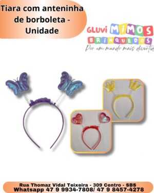 Tiara com anteninha de borboleta - Unidade