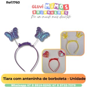 Tiara com anteninha de borboleta - Unidade