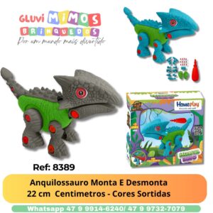 Anquilossauro Monta E Desmonta 22 cm  Centimetros - Cores Sortidas