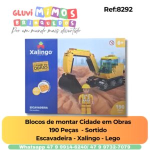 Blocos de montar Cidade em Obras  190 Peças  - Sortido  Escavadeira - Xalingo - Lego