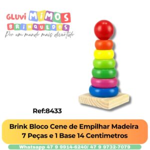 Brink Bloco Cene de Empilhar Madeira  7 Peças e 1 Base 14 Centimetros