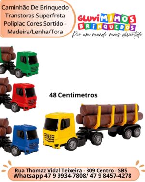 Caminhão De Brinquedo Transtoras Superfrota Poliplac Cores Sortido - Madeira/Lenha/Tora 48 Centimetros