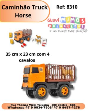 Caminhão Truck Horse  35 cm x 23 cm com 4 cavalos