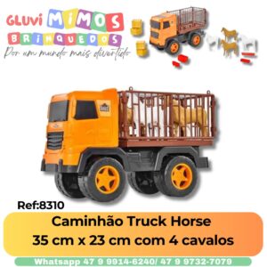 Caminhão Truck Horse  35 cm x 23 cm com 4 cavalos