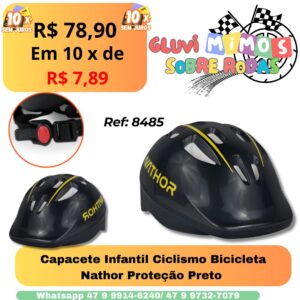 Capacete Infantil Ciclismo Bicicleta Nathor Proteção Preto