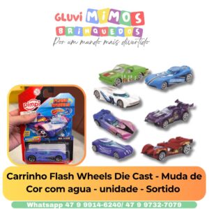 Carrinho Flash Wheels Die Cast - Muda de Cor com agua - unidade - Sortido