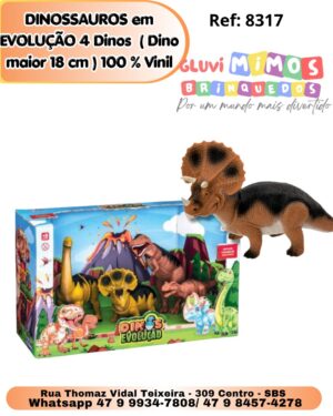 DINOSSAUROS em EVOLUÇÃO 4 Dinos  ( Dino maior 18 cm ) 100 % Vinil
