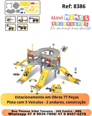 Estacionamento em Obras 77 Peças Pista com 5 Veiculos - 2 andares, construção