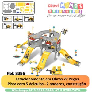 Estacionamento em Obras 77 Peças Pista com 5 Veiculos - 2 andares, construção