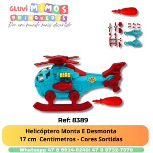 Helicóptero Monta E Desmonta 17 cm  Centimetros - Cores Sortidas