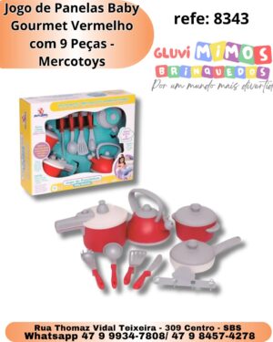 Jogo de Panelas Baby Gourmet Vermelho com 9 Peças - Mercotoys
