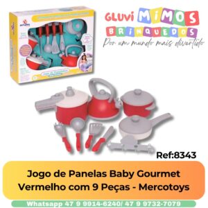 Jogo de Panelas Baby Gourmet Vermelho com 9 Peças - Mercotoys