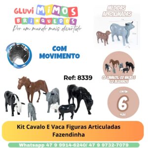 Kit Cavalo E Vaca Figuras Articuladas Fazendinha