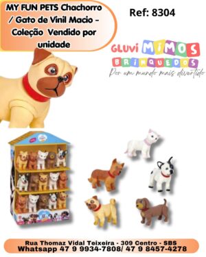 MY FUN PETS Chachorro / Gato de Vinil Macio - Coleção  Vendido por unidade