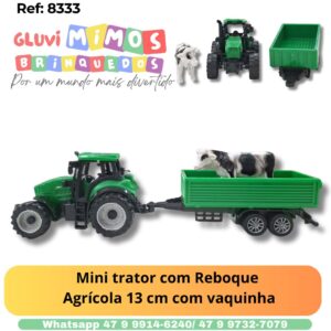 Mini trator com Reboque  Agrícola 13 cm com vaquinha