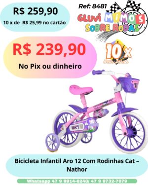 Bicicleta Infantil Aro 12 Com Rodinhas Cat - Nathor