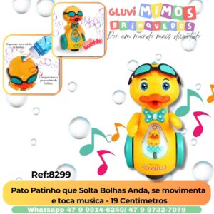 Pato Patinho que Solta Bolhas Anda, se movimenta  e toca musica - 19 Centimetros
