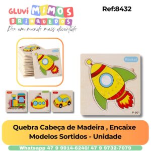 Quebra Cabeça de Madeira , Encaixe  Modelos Sortidos - Unidade