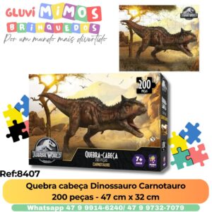 Quebra cabeça Dinossauro Carnotauro  200 peças - 47 cm x 32 cm