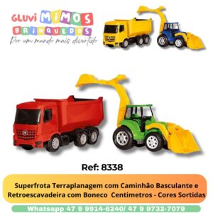 Superfrota Terraplanagem com Caminhão Basculante e Retroescavadeira com Boneco  Centimetros - Cores Sortidas