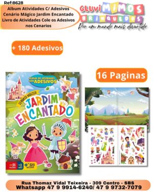 Album Atividades C/ Adesivos Cenário Mágico Jardim Encantado Livro de Atividades Cole os Adesivos nos Cenarios