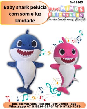 Baby shark pelúcia com som e luz