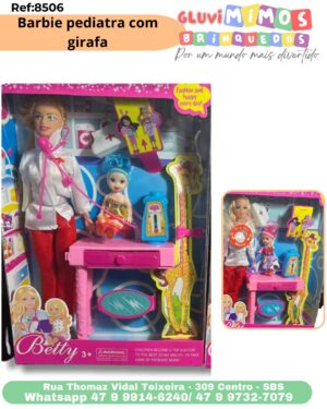 Barbie pediatra com girafa