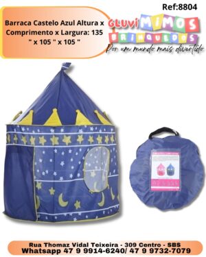 Barraca Castelo Azul Altura x Comprimento x Largura: 135 " x 105 " x 105 "