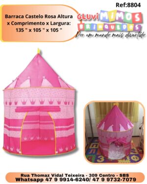 Barraca Castelo Rosa Altura x Comprimento x Largura: 135 " x 105 " x 105 "