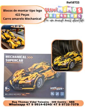 Blocos de montar tipo lego 422 Peças  Carro amarelo Mechanical