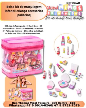 Bolsa kit de maquiagem infantil criança acessórios polibrinq