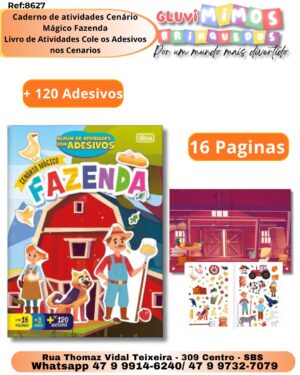 Caderno de atividades Cenário Mágico Fazenda Livro de Atividades Cole os Adesivos nos Cenarios