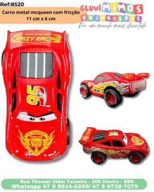 Carro metal mcqueen com fricção 11 cm x 6 cm