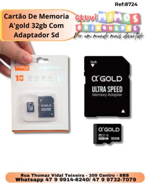 Cartão De Memoria A'gold 32gb Com Adaptador Sd
