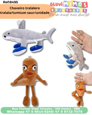 Chaveiro tralalero tralala/tumtum saur/unidade 16 cm