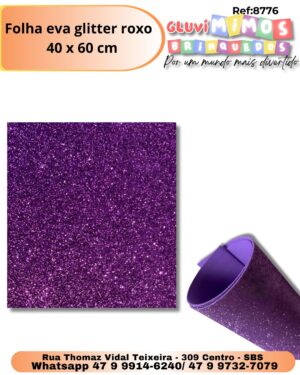 folha eva glitter roxo 40 x 60 cm