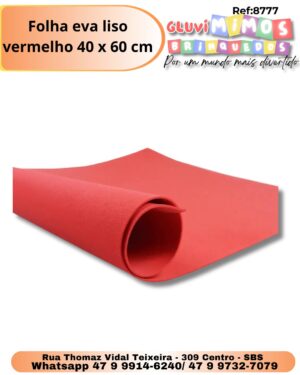 Folha eva liso vermelho 40 x 60 cm