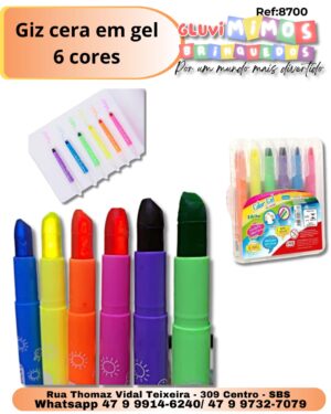 Giz cera em gel 6 cores