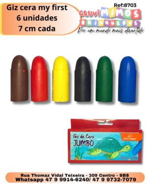 Giz cera my first 6 unidades 7 cm cada