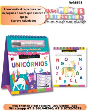 Livro Vertical capa dura com  26 paginas e canta que escreve e apaga Escreva Atividades