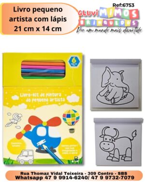 Livro pequeno artista com lápis 21 cm x 14 cm