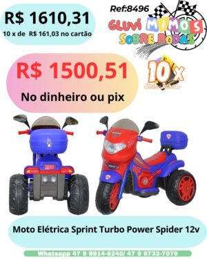 Moto Elétrica Sprint Turbo Power Spider 12v