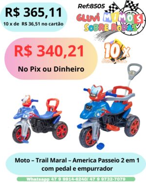 Moto - Trail Maral - America  Passeio 2 em 1 com pedal e empurrador