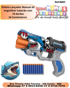 Pistola Lançador Manual de engatilhar tubarão com  10 dardos  24 Centimetros